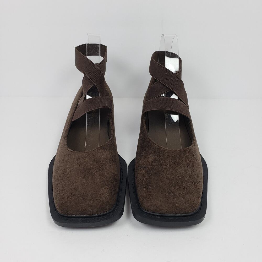 Glamorous Womens Size 10 Brown Micro Ankle Band Square Toe Mary Jane Shoes - Picture 5 of 14